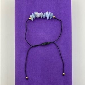 💛 Boho Gold Plated Bead & Blue Stone Adjustable Bracelet